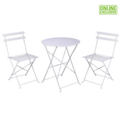 Folding Metal 2-Seater Bistro Set – White